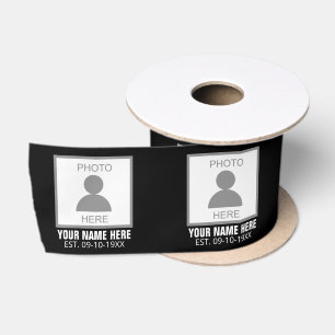 Your Photo Here Name and Age Satin Ribbon