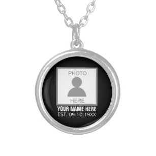 Your Photo Here Name and Age Silver Plated Necklace