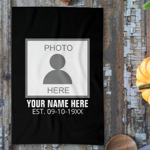 Your Photo Here Name and Age Tea Towel