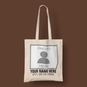 Your Photo Here Name and Age Tote Bag