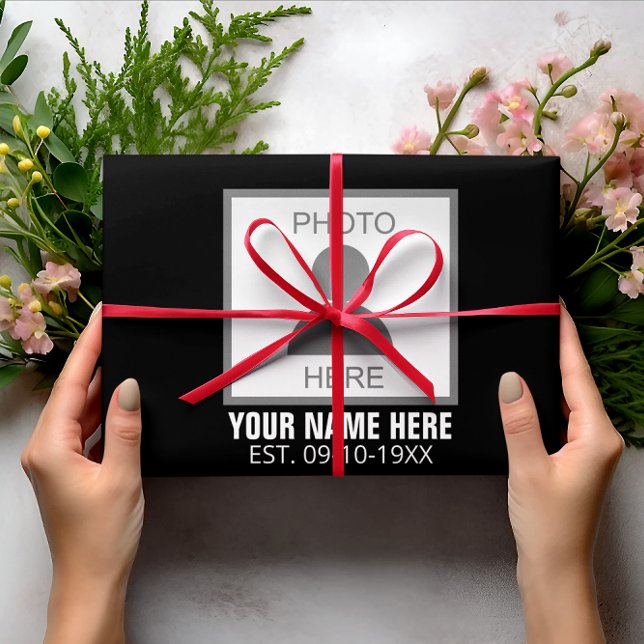 Your Photo Here Name and Age Wrapping Paper Sheet (Creator Uploaded)