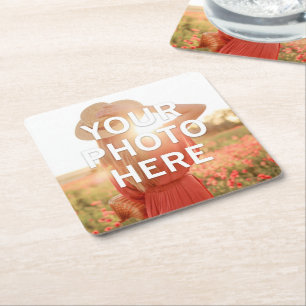 Your Photo Here Square Paper Coaster
