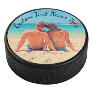 Your Photo Hockey Puck with Custom Text Name
