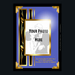 Your Photo in a Blue Art Deco Frame Poster<br><div class="desc">Got a photo of yourself, family, friends or pets worthy of hanging on an actual wall vs. the virtual walls you pin Selfies to? This poster template lets you do just that in a classy affordable way. Replace our placeholder pix w/your uploaded image in a 1930's Art Deco style frame...</div>