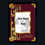 Your Photo in a Burgundy Art Deco Faux Frame Poster<br><div class="desc">This 20"x28" glossy poster template features Leslie Sigal Javorek’s painting of a 1930’s Art Deco style Frame in a rich Burgundy colour w/a floral panel & gold accents that incorporates your uploaded photo and personalised caption. What a cool gift for couples prom photo, wedding, anniversary, or for your Selfies to...</div>