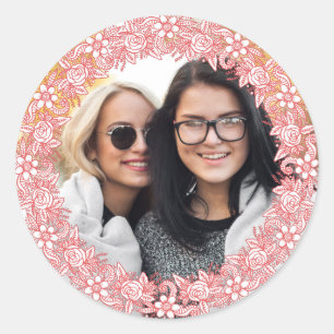YOUR PHOTO in a Flower Wreath Frame stickers