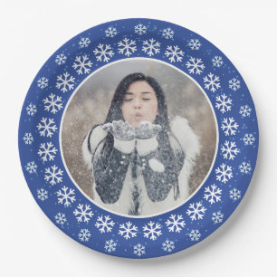 YOUR PHOTO in a Snowflake Frame paper plates