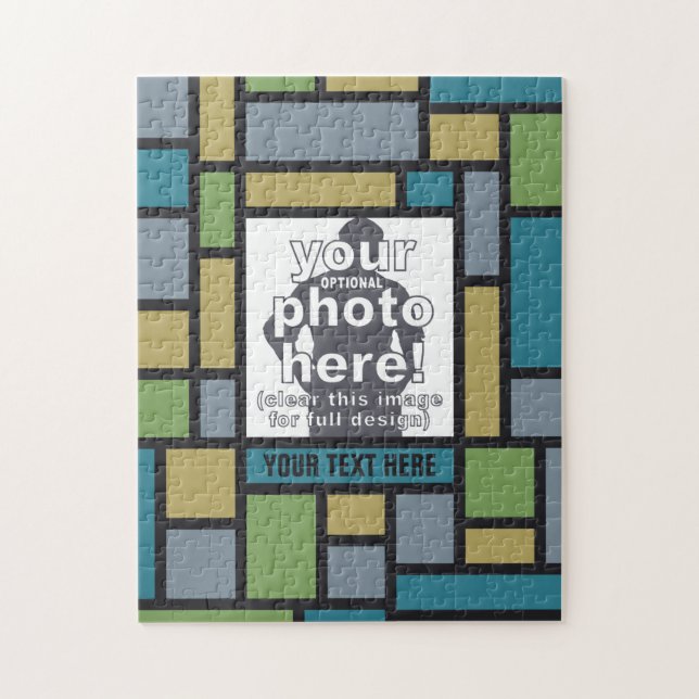 YOUR PHOTO in Geometric Pattern custom puzzle (Vertical)