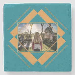 YOUR PHOTO in Geometric Pattern stone coasters