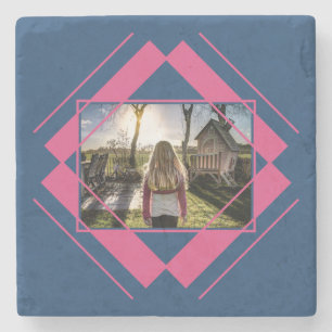 YOUR PHOTO in Geometric Pattern stone coasters