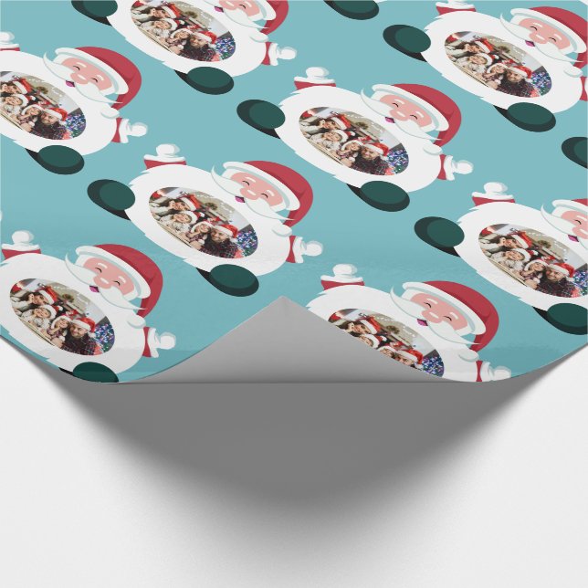 YOUR PHOTO in Santa frame custom wrapping paper (Corner)