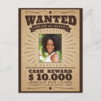 YOUR PHOTO in "Wanted" poster postcard