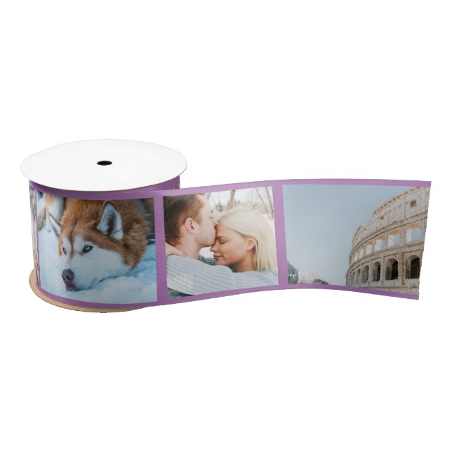 Your Photo Keepsake Custom Modern Lavender Satin Ribbon (Spool)