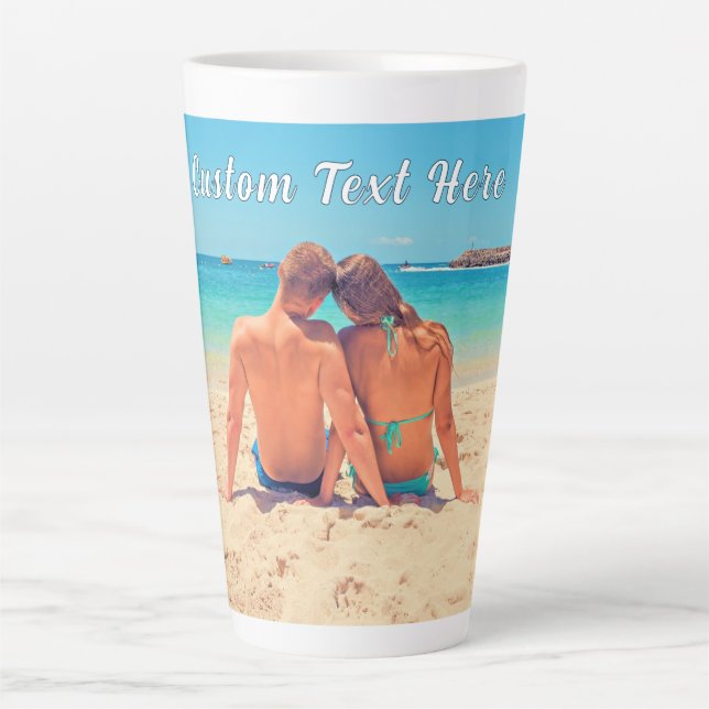 Your Photo Latte Mug with Custom Text Name (Front)