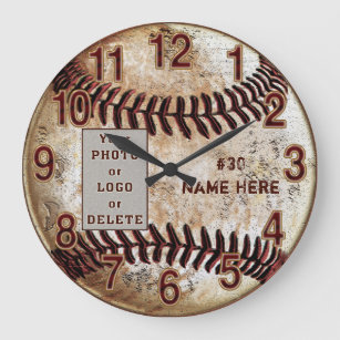 Your Photo, Logo Personalized Baseball Wall Clock