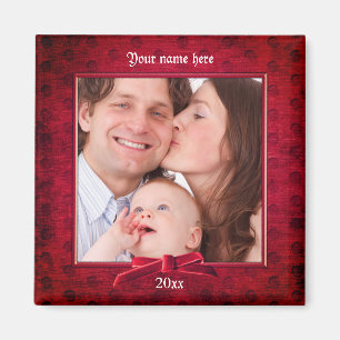Your Photo   Lux Red Textured Picture Frame Magnet