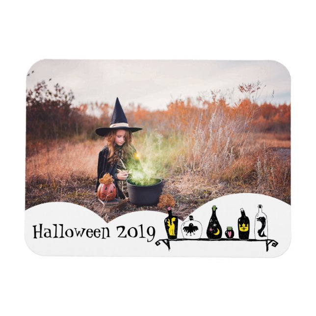 Your photo memories cute witchy Halloween frame Magnet (Horizontal)