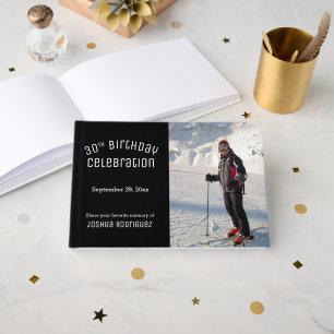 Your Photo Modern Black White 30th Birthday Party Guest Book