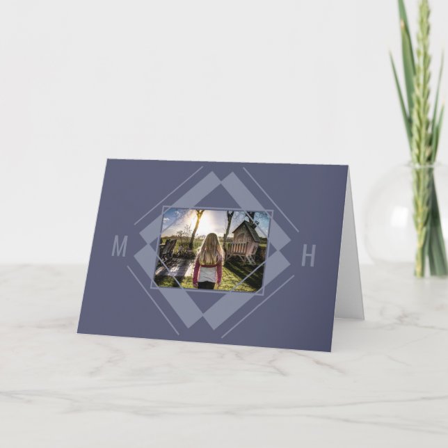 YOUR Photo & Monogram Geometric greeting card (Front)