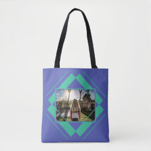 YOUR Photo & Monogram Geometric Pattern bags