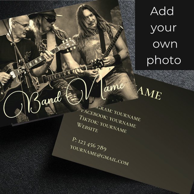 Your photo music band group sepia Business Card (Creator Uploaded)