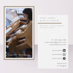 Your photo musician pianist framed Business Card