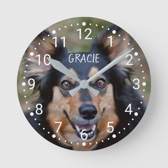 Your Photo & Name & Any Colour Numbered Clock Face (Front)