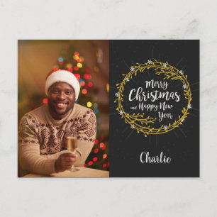 YOUR PHOTO & NAME Christmas Wishes postcard