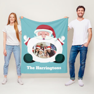 YOUR Photo & Name custom Santa throw blankets
