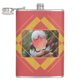YOUR PHOTO & NAME in Geometric Pattern flask