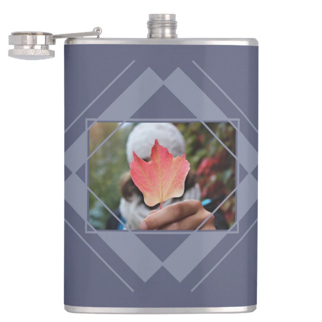 YOUR PHOTO & NAME in Geometric Pattern flask (Opened)