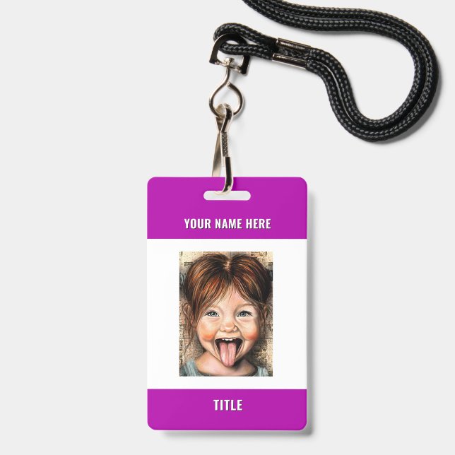 Your Photo Name Info Business Badges Example ID Badge (Front with Lanyard)