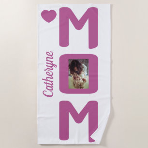 YOUR Photo & Name MOM Beach Towel