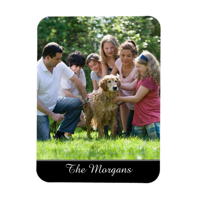 Your Photo & Name, or Message, in White Script Magnet (Vertical)