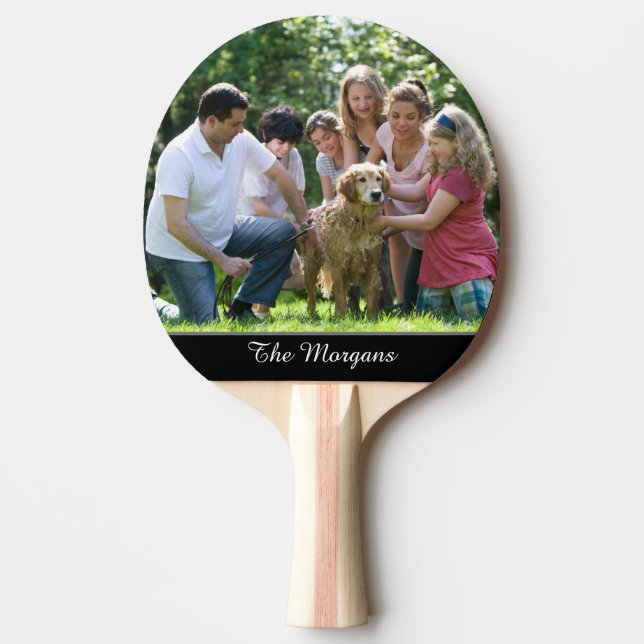 Your Photo & Name, or Message, in White Script Ping Pong Paddle (Front)