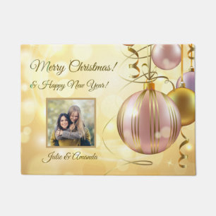 YOUR photo & name(s) Christmas Balls doormat