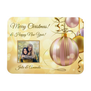 YOUR photo & name(s) Christmas Balls magnet