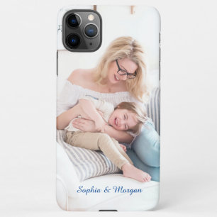 Your Photo & Name(s) or Message in Blue Script iPhone 11Pro Max Case