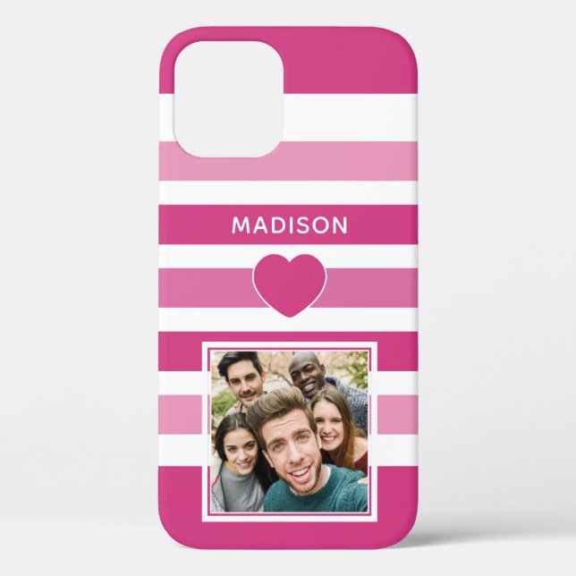 YOUR PHOTO & NAME Stripes Pattern phone cases (Back)