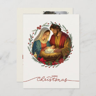 Your Photo Nativity Scene Baby Jesus in the Manger Holiday Postcard