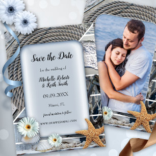 Your Photo Nautical Beach Save the Date Card