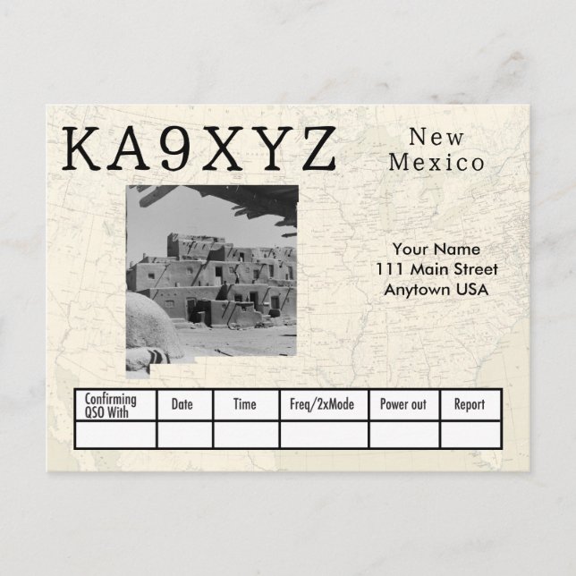 Your Photo New Mexico Shaped Cutout Custom QSL Postcard (Front)