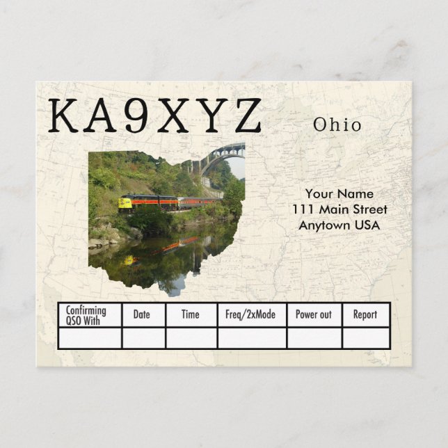 Your Photo Ohio Shaped Cutout Custom QSL Postcard (Front)
