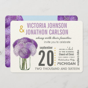 Your Photo on Back Hydrangea in a Mason Jar Invitation