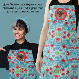 Your Photo on Red Teal Abstract Fun Christmas Gift Apron