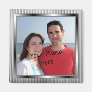 Your Photo On Silver Framed Magnet
