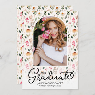 Your Photo on Wildflower Graduation Party Invitation