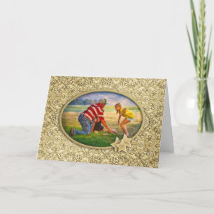 your Photo - Ornate Embossed Christmas Golden Holiday Card