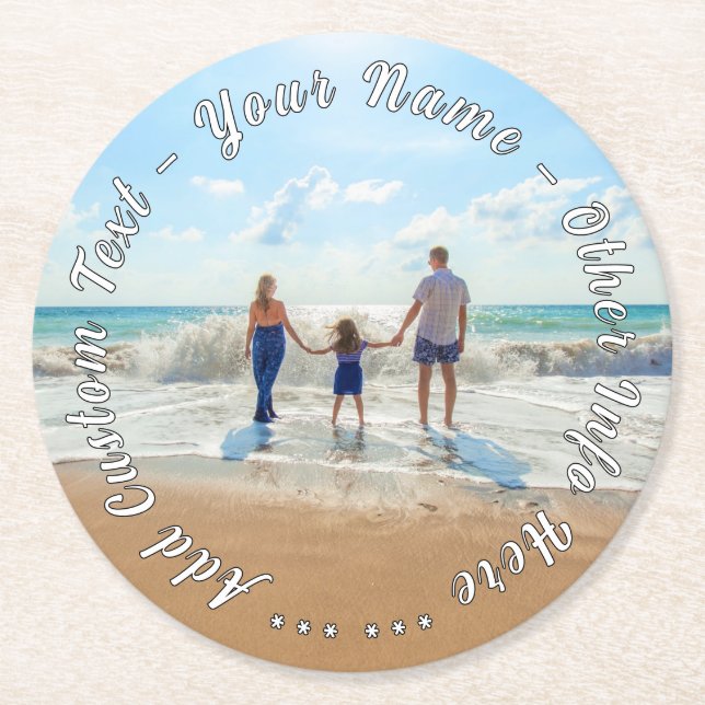 Your Photo Paper Coaster Custom Photos and Text (Front)