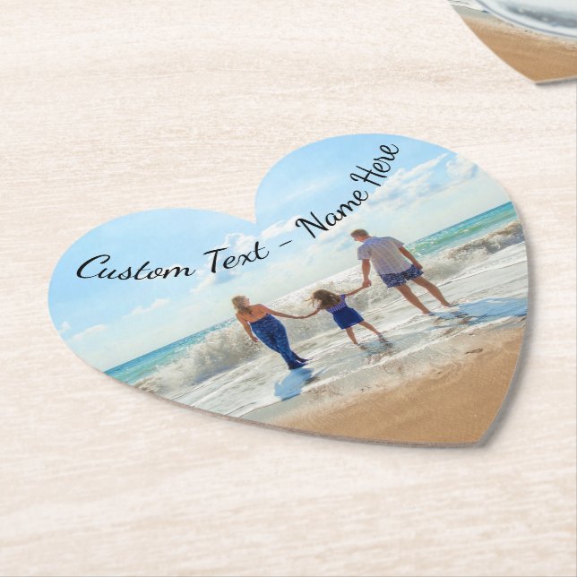 Your Photo Paper Coaster with Custom Text (Angled)